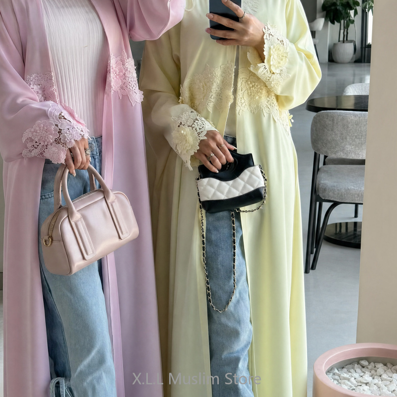 Summer Clothing Hijab - 2026 Вышитое цветочное мусульманское платье-абая с