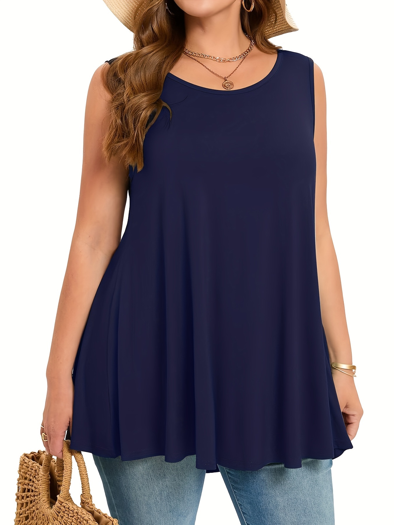 Summer Clothing Plus Size - Простая однотонная майка больших размеров, повседневная