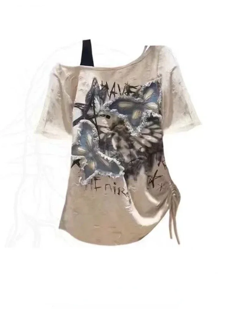 Summer Grunge Clothing - HOUZHOU винтажные футболки с рисунком женские