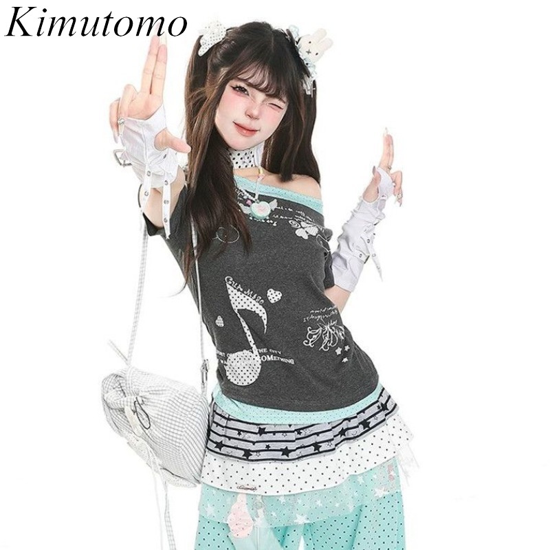 Summer Grunge Clothing - Женские футболки Kimutomo с принтом в