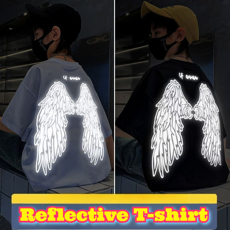 Summer Clothing For Teens - Молодежная футболка со светоотражающими крыльями, хлопковая