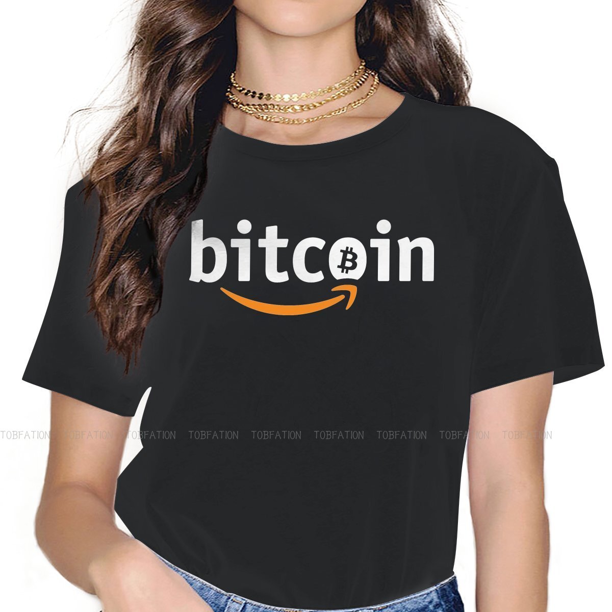 Summer Clothing Amazon - Футболка женская с графическим принтом биткоинов,