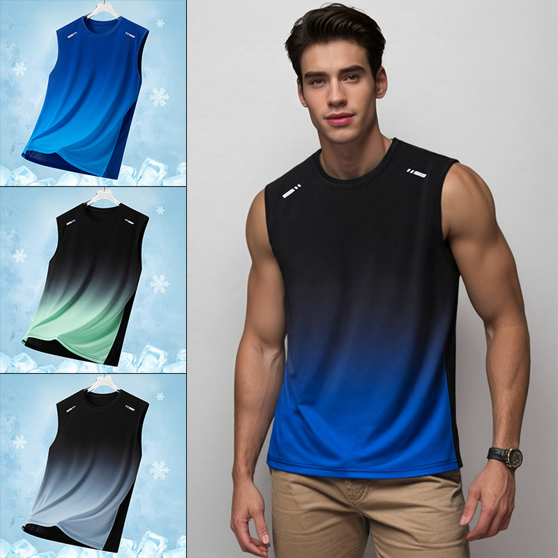 Summer Clothing For Teens - Мужская спортивная майка с градиентным принтом,