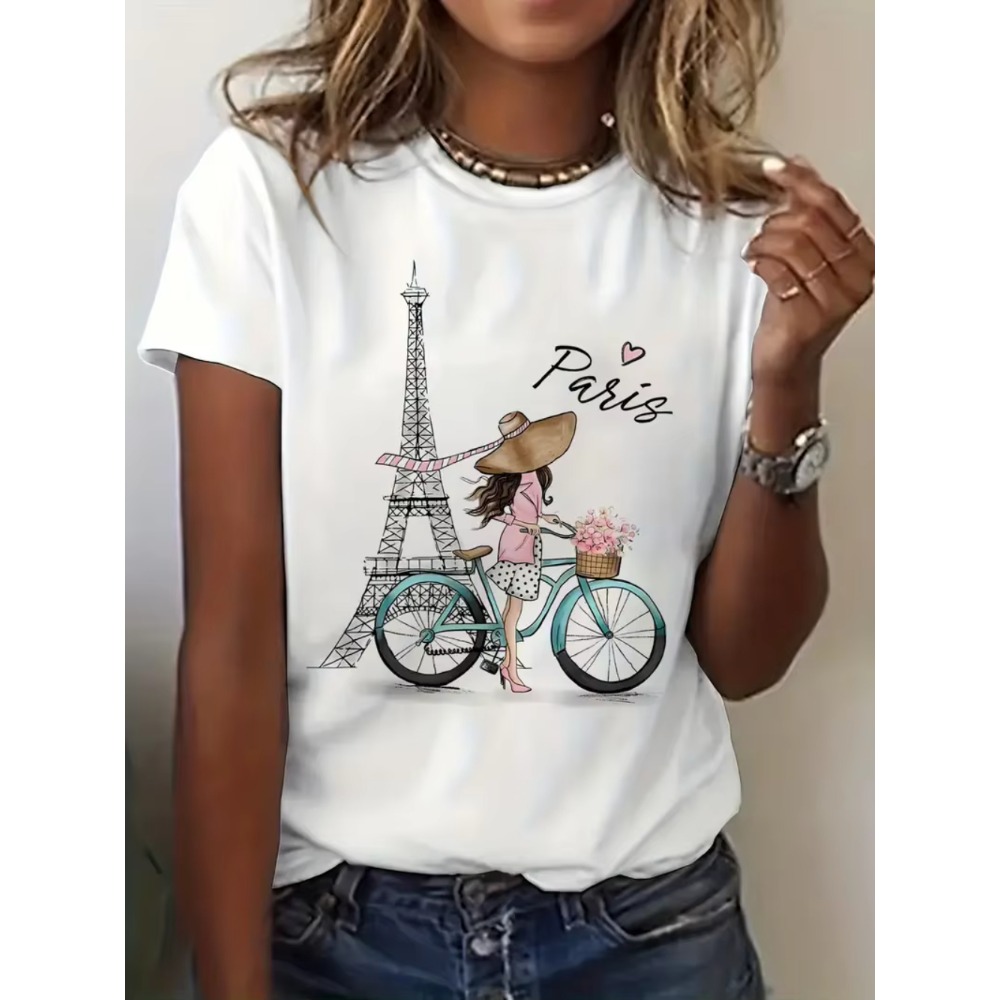 Summer Clothing In Paris - Футболка с принтом «Девушка из Парижа