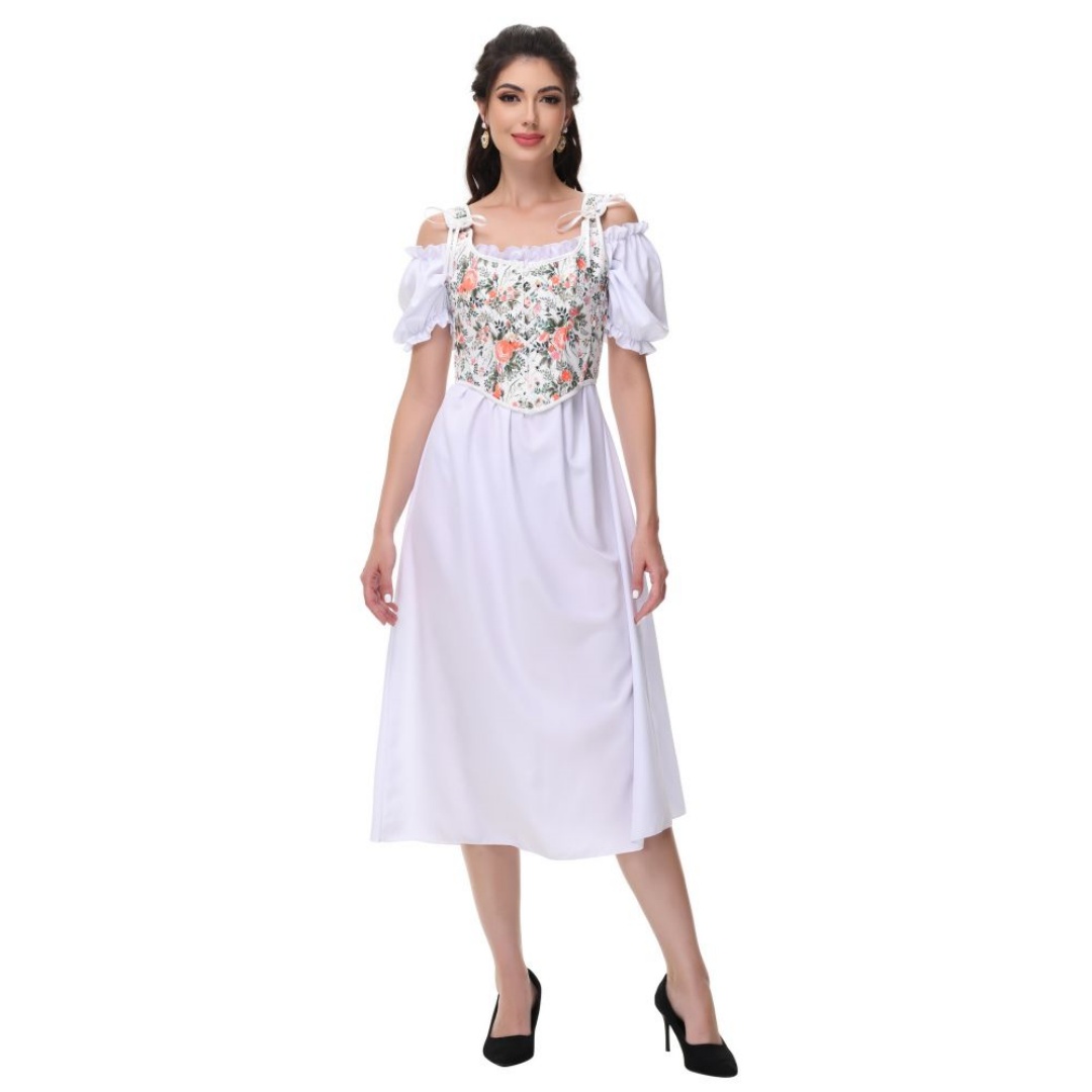 Summer Victorian Clothing - Летнее белое хлопковое однотонное длинное платье