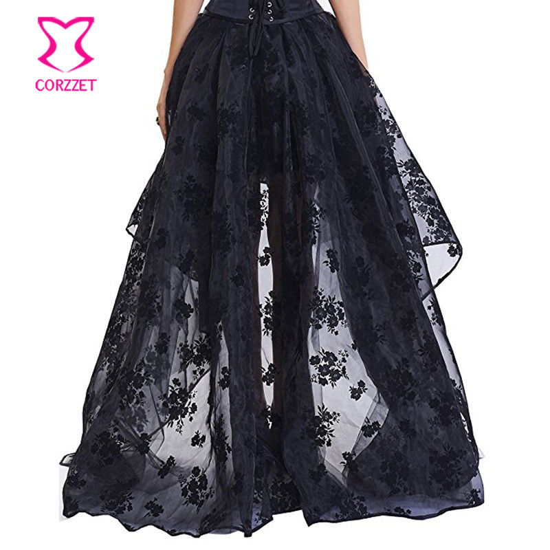 Черная шифоновая юбка с цветоч – обзор и цена Summer Victorian Clothing