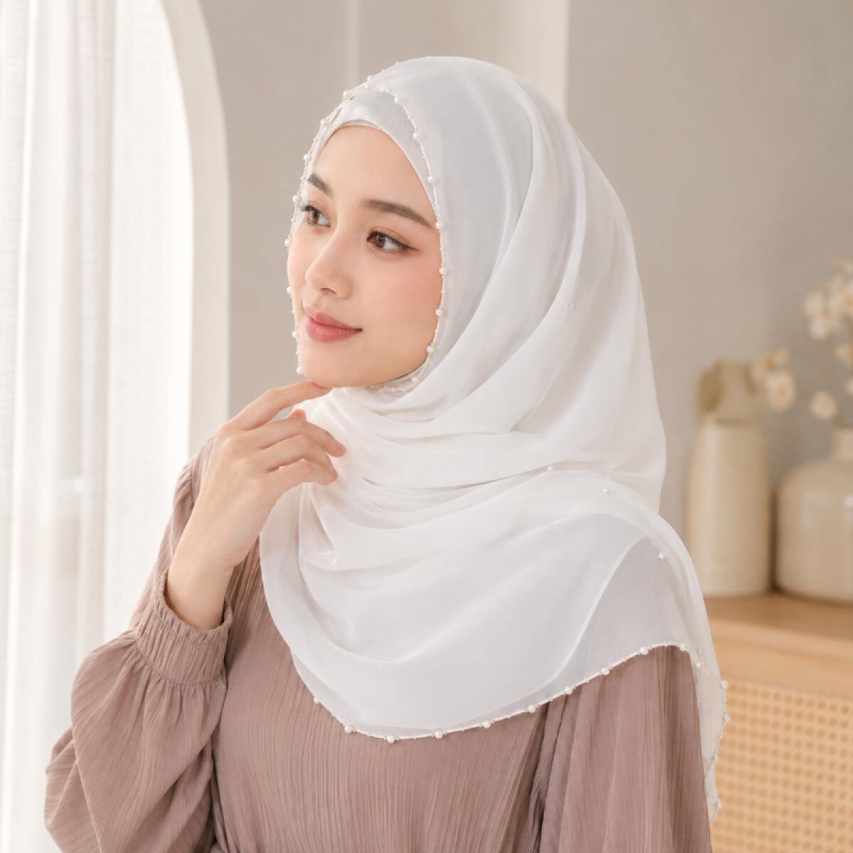 Хиджаб-шарф из шифона с жемчуж – обзор и цена Summer Clothing Hijab